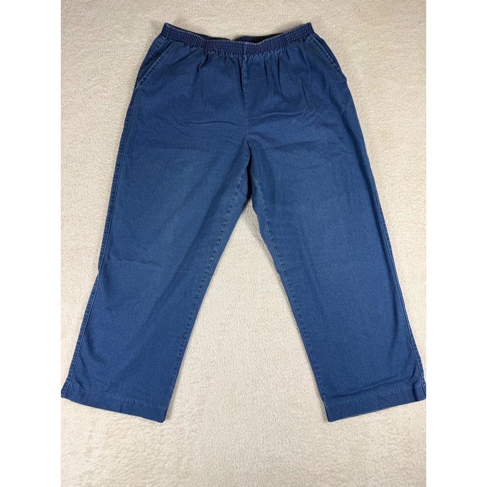 Alfred Dunner Pants Women 16 Blue Good Elastic Waist Straight Denim Trousers